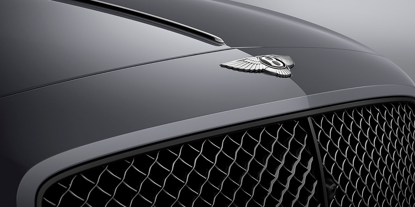 Bentley Zurich Bentley Flying Spur S Cambrian Grey colour, featuring Bentley insignia and assertive matrix front grillle