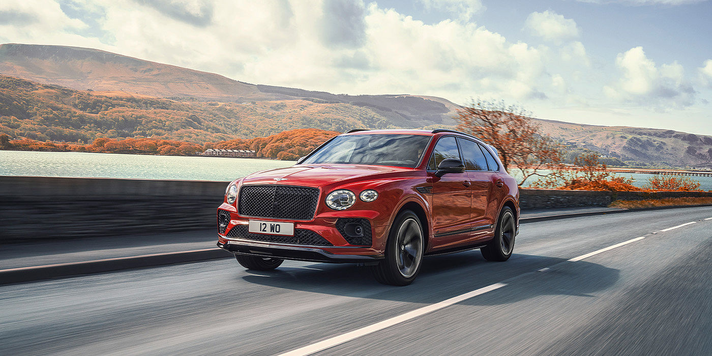 Bentley Zurich Bentley Bentayga S SUV in Candy Red paint front 34 dynamic