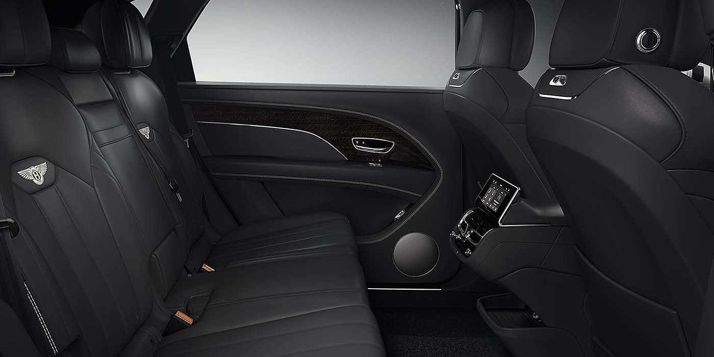 Bentley Zurich Bentley Bentayga EWB SUV rear interior in Beluga black leather