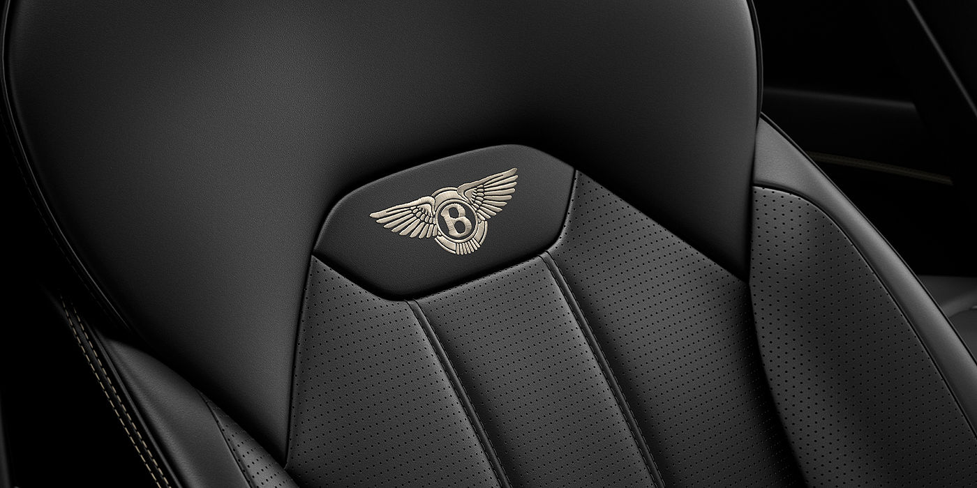 Bentley Zurich Bentley Bentayga SUV seat detail in Beluga black hide